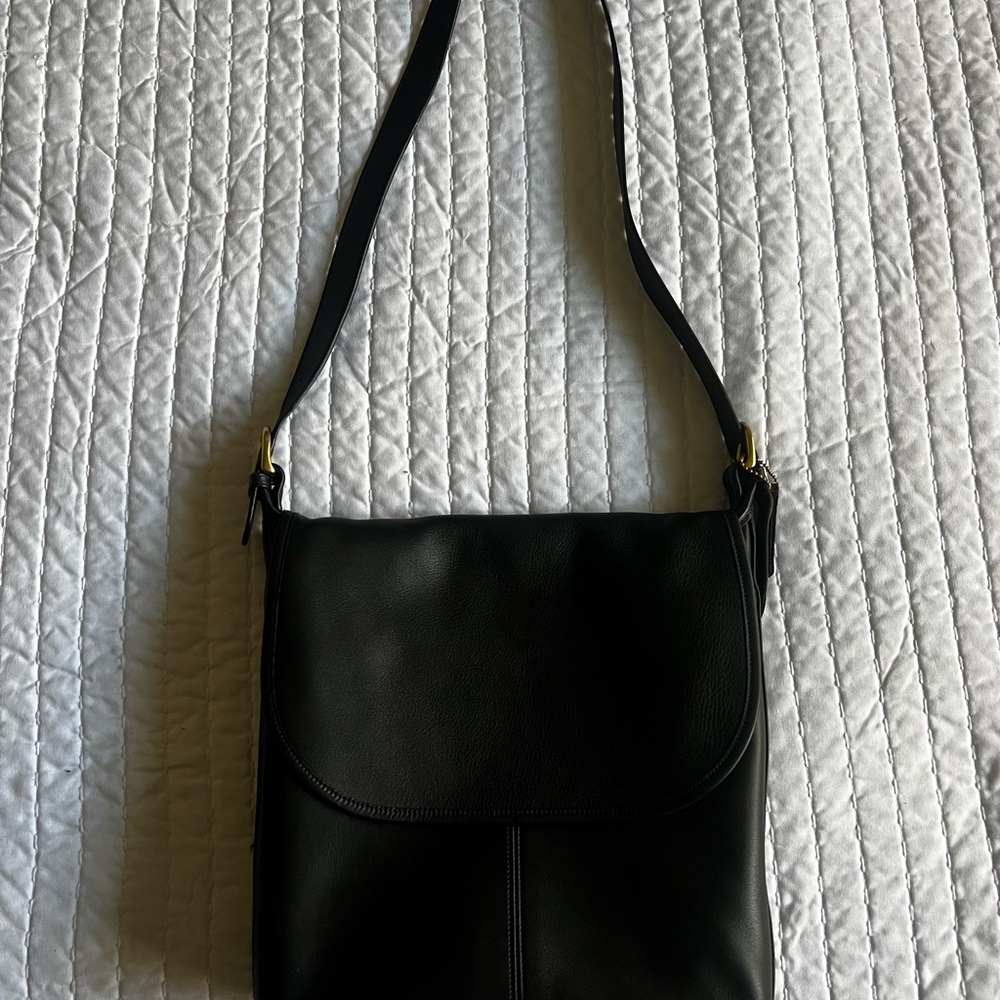 Vintage Coach Black Leather Crossbody